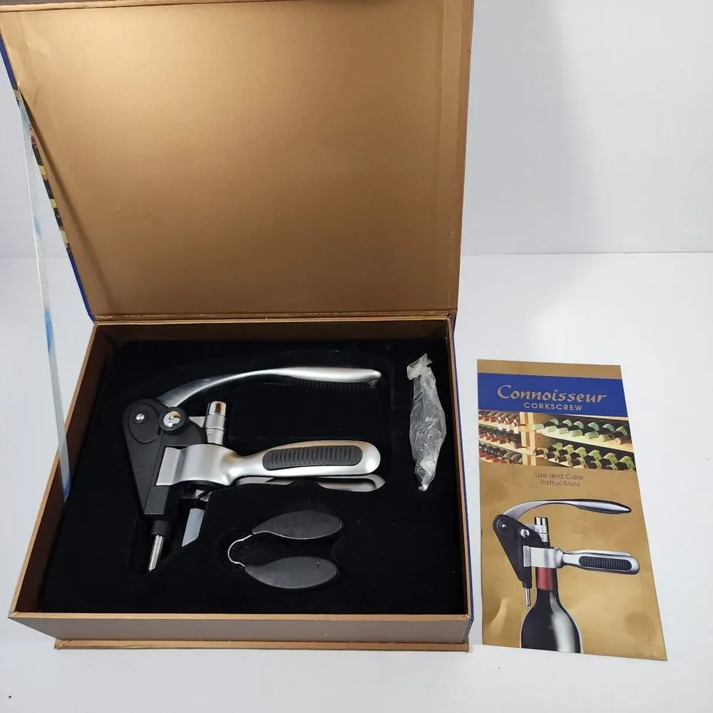 Connoisseur Deluxe Corkscrew Set Zinc Alloy Construction- Santoprene Handle